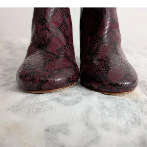Twin-Set Leather Ankle Boots in Red Python Print Size 40 / US 10 - Picture 4 of 12